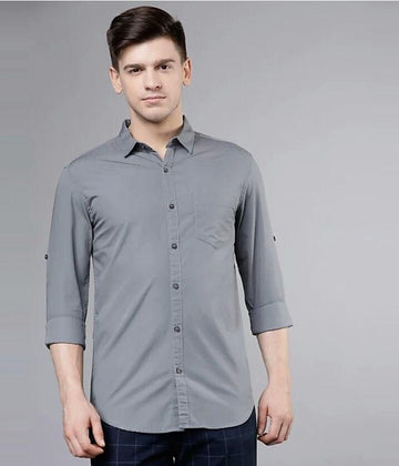 Cotton Solid Full Sleeves Regular Fit Casual Shirt Roposo Clout